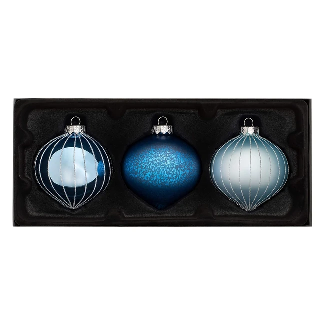 Blue Glass Baubles - Set of 3 | WerChristmas | Reference: 12345 | Sparkling Designs