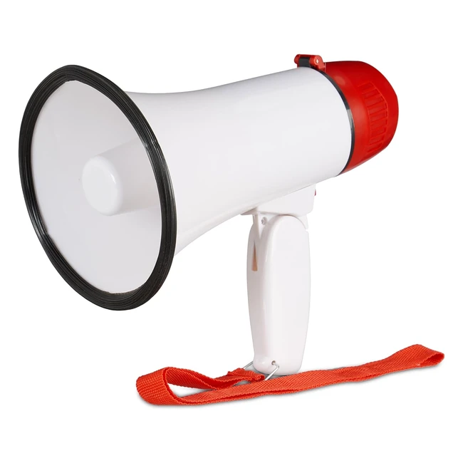 Megafono Relaxdays per tifosi - Altoparlante plastica 10W - HXLXP 21x135x22cm - Bianco/Rosso