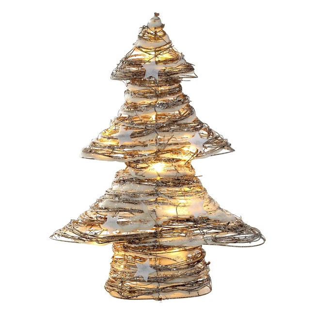 Elegant PreLit Rattan Christmas Tree | 48cm | Warm White LED Lights