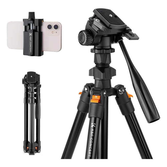 KF Concept 70 Inch Video Tripod Lightweight Travel Tripod with 3-Way Swivel Pan Tilt Head