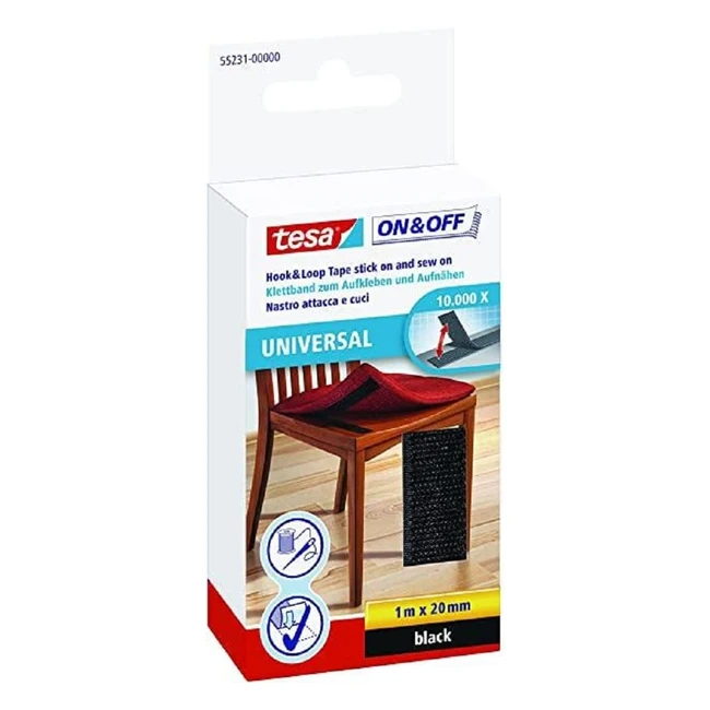 Nastro adesivo e da cucire tesa SPA 84470 1x20 nero - Adatto con i vestiti e riattaccabile