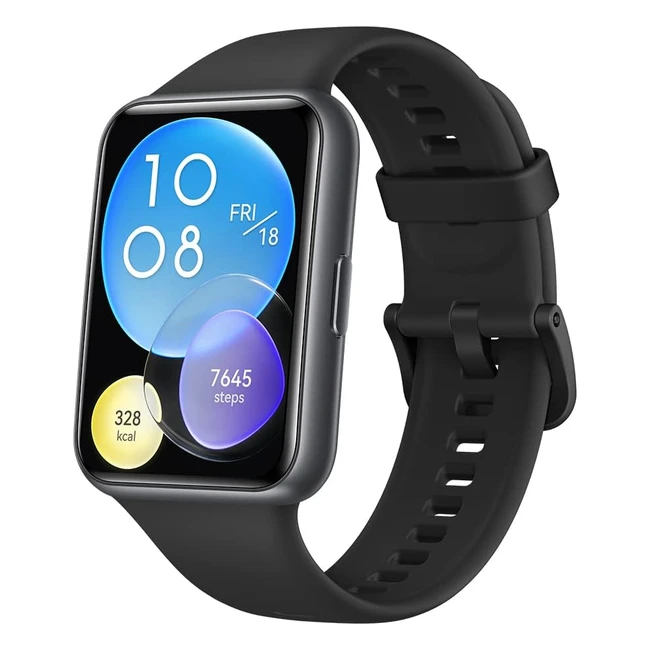 Huawei Watch Fit 2 - Montre connectée avec écran FullView et bords ultrafins - GPS, appels Bluetooth - Suivi d'un mode de vie sain - Animations d'entraînement rapide - Compatible avec iPhone et Android - Noir