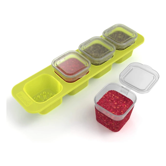 Lot de 4 mini pots de congélation Rotho Domino 005L - Sans BPA - Vert/Transparent