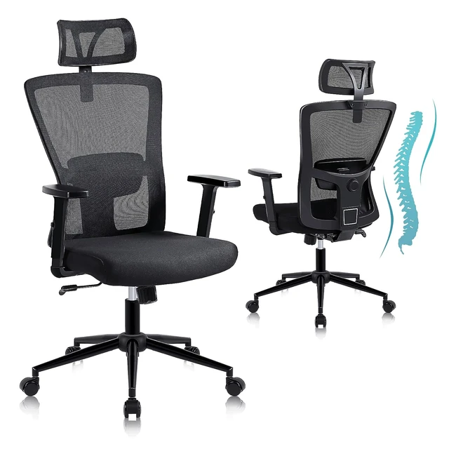 youhauchair Bürostuhl ergonomischer Schreibtischstuhl mit verstellbarer Kopfstütze und Armlehnen, hoher Rückenlehne und Wippfunktion