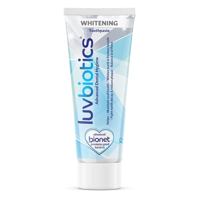 Luvbiotics Whitening Toothpaste with Oral Probiotics - Fresh Breath, Healthy Gums, SLS-Free - 75ml