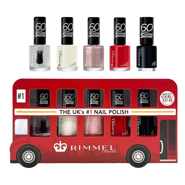 Rimmel London Bus Nail Kit - Chip Resistant, High Impact Colour, Ultra-Shiny Finish