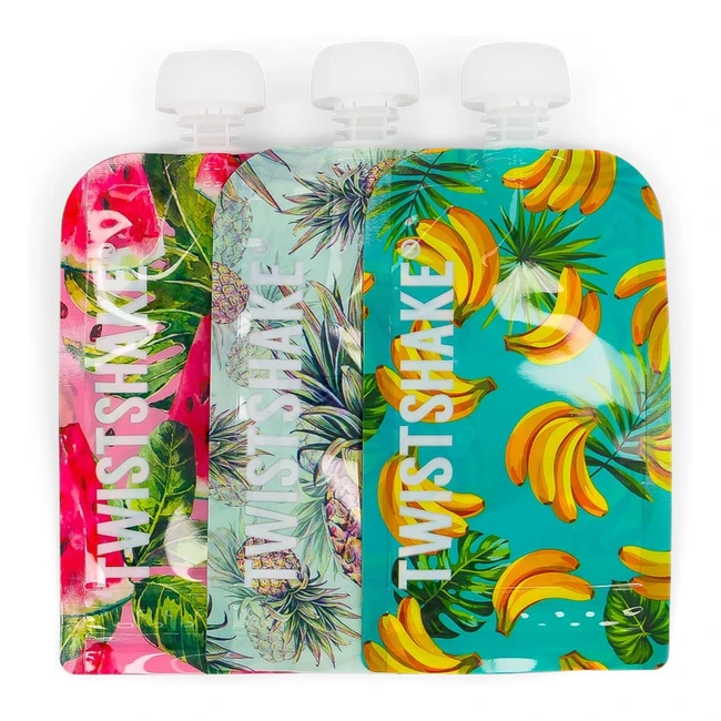 Twistshake 3x Bolsas Reutilizables Bebés 220ml Doble Cremallera Alimentación Complementaria