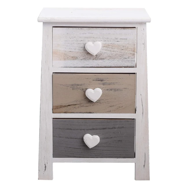 Rebecca Mobili Kommode Shabby Style 3 Schubladen Holz Weiß Grau 575 x 37 x 27 cm - RE4161
