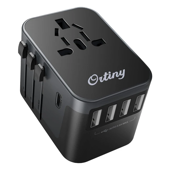 Adaptateur Prise Universelle Ortiny 2023 - Voyagez Facilement avec 4 USB et 1 Type C