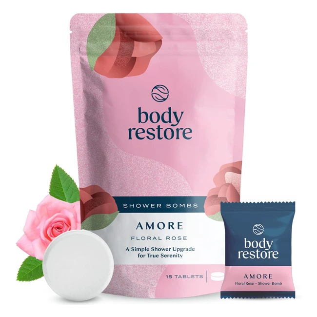 Aromatherapy Shower Steamers - 15 Count - Floral Rose Scent - Stress Relief and Self Care - Amore