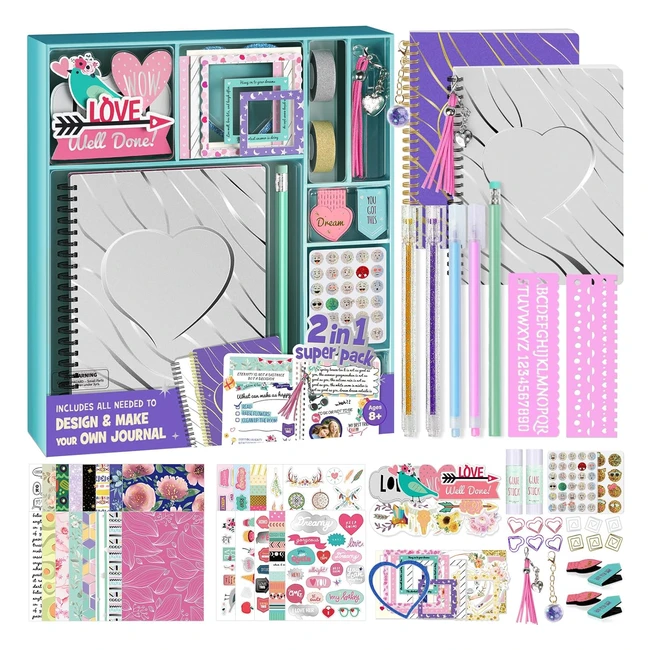 Kit de Diario de Bricolaje para Niñas - 2 Paquetes - Regalos para Niñas de 8 a 14 Años - Ideas de Cumpleaños - Artes y Manualidades