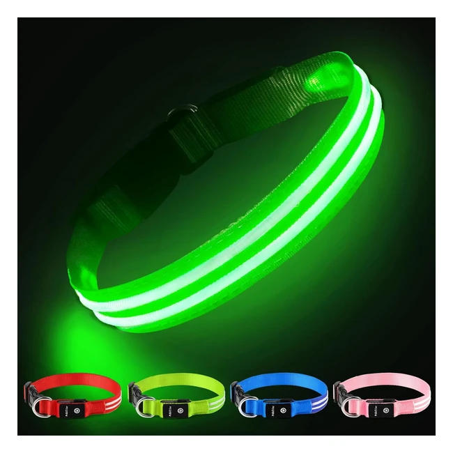Waterproof Rechargeable LED Dog Collar - High Visibility, Flashing Modes, Adjustable - Small, Medium, Large Dogs
