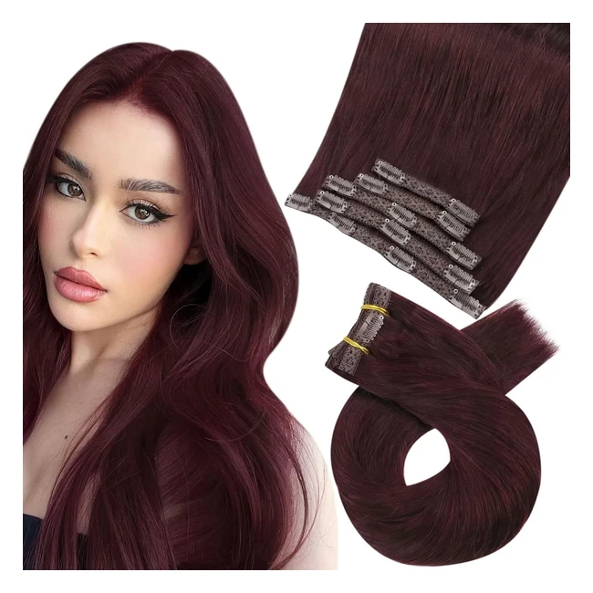 Moresoo Clip-In Echthaar Extensions Balayage Remy Echthaar Extensions Clip Dunkelbraun mit Mittelbraun Glattes Haar 5 Wefts 80 g 25 cm 262