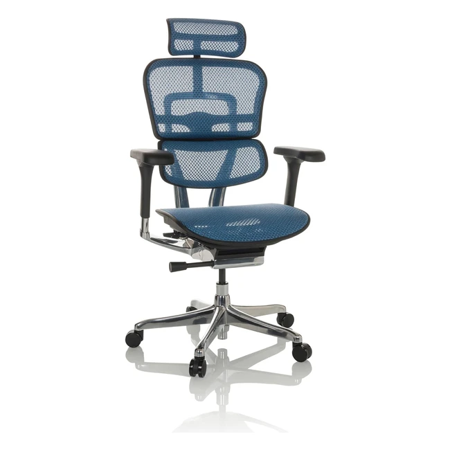 HJH Office Ergohuman 652278 Bürostuhl Mesh Ergonomischer Bürostuhl mit flexibler Lendenstütze Blau