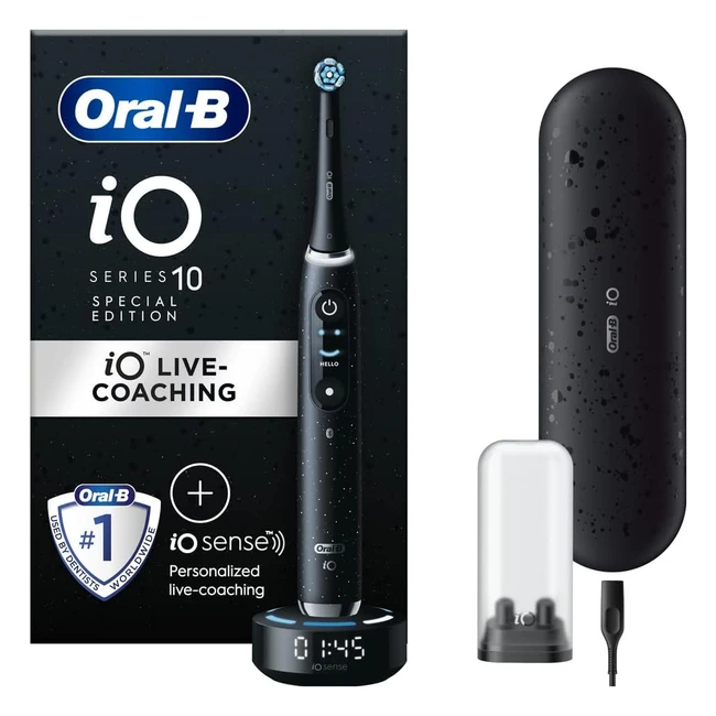 OralB IO10 Electric Toothbrush - 100% More Plaque Removal - Whiter Teeth - AI Position Detection - 3H Fast Charger - Pressure Sensor - Cosmic Black