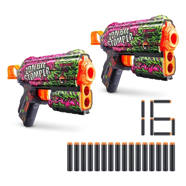 XShot XShot Skins Flux Zombie Stomper - Blaster Dart Foam 2-Pack  16 Darts Col