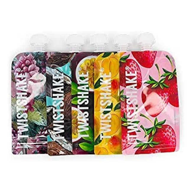 Twistshake 5x Bolsas Reutilizables para Bebés 220 ml - Alimento Recargable con Cremallera - Sin BPA