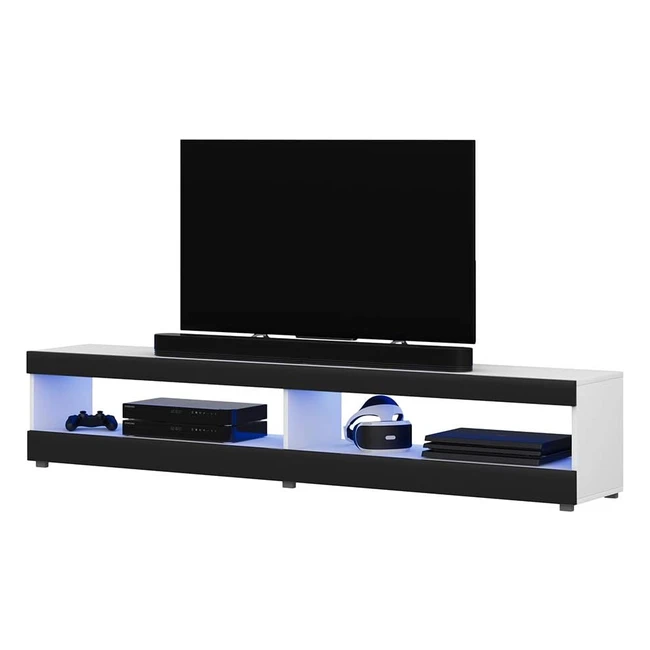 Selsey Viansola TV-Lowboard 140cm wei mattschwarz hochglanz LED flexibel mo