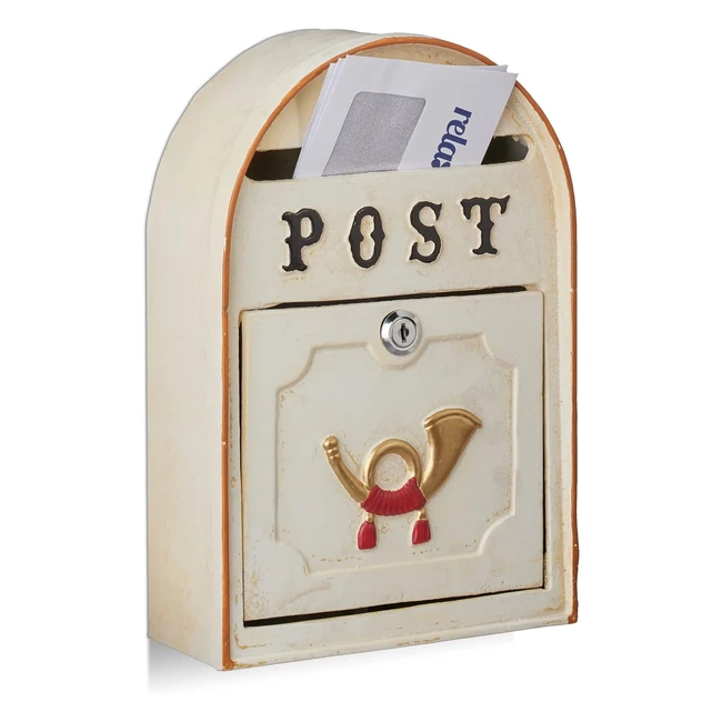 Cassetta Posta Antica Vintage Beige - Design Shabby Metallo HLP 30x20x8 cm
