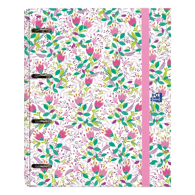 Classeur 4 anneaux Oxford Blossom avec recharge - A4, 100 feuilles quadrillage 5x5