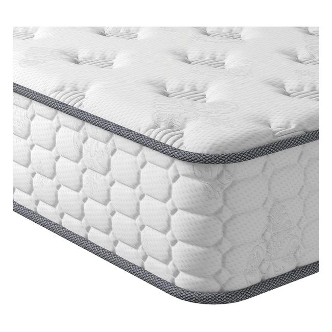 Vesgantti Double Mattress 98 Inch Pocket Sprung - Breathable Foam - Medium Feel - Grey