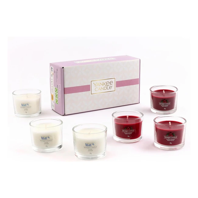 Yankee Candle Gift Set: Black Cherry & Clean Cotton Votive Candles (6 Count)