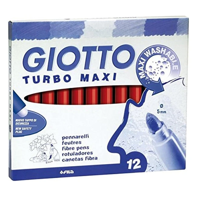 Stylo feutre rouge Giotto 456011 - Turbo Maxi - Fabriqué en Espagne
