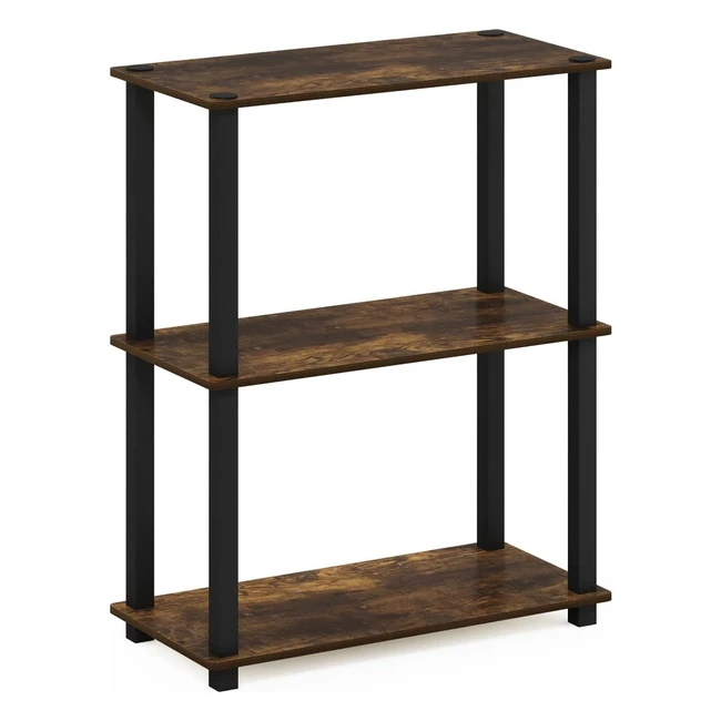 Furinno Turnstube 3-Tier Shelf Display Rack - Compact, Multipurpose, Amber Pine/Black