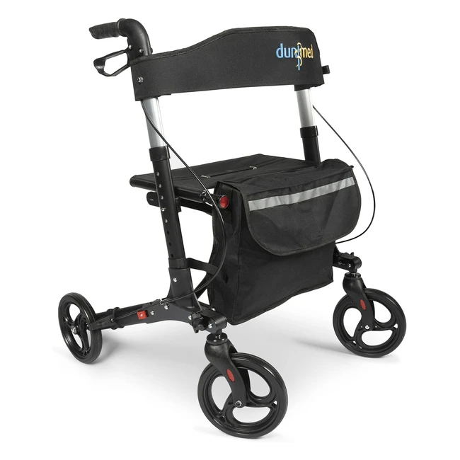 Andador Plegable Ligero Dunimed, Altura Ajustable, Bolsa Práctica, Negro