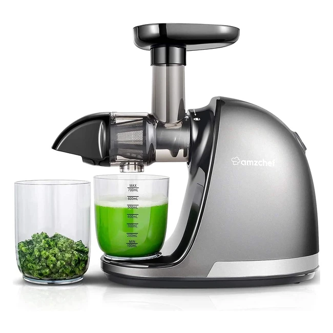 AMZChef Cold Press Slow Juicer - Extract More Juice, No Need to Filter - BPA Free - Includes 2 Cups and Brush - Grey