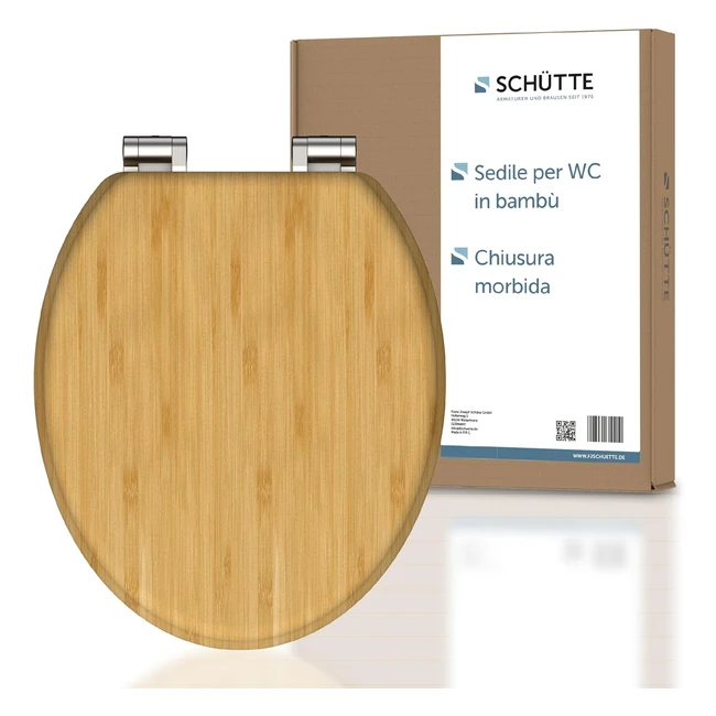 Schtte 81101A - Meccanismo di chiusura ammortizzata in bambù - Copertura in legno solido - Sostenibile - Portata massima 150 kg