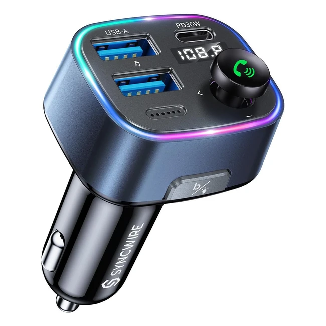 Syncwire Bluetooth 53 FM Transmitter for Car - Dual USB Charger - Handsfree Call