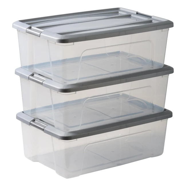 Scatola Portaoggetti Plastica 30L Iris Ohyama NTB30 Argento