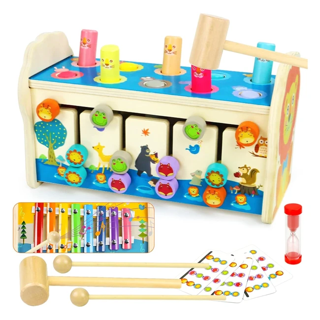 Jouet bébé 1 an 4 en 1 - Jeux Montessori avec xylophone et puzzle animaux