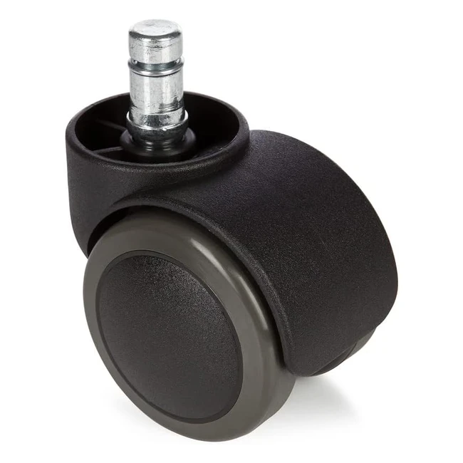 hjh office 619026 Bürostuhlrollen Rolo Nonoise Schwarz Set aus 5 x Spezialrollen für Hartböden 11 mm Stift 50 mm Durchmesser Räder z.B. Parkett Laminat Fliesen oder Steinboden geräuschlos