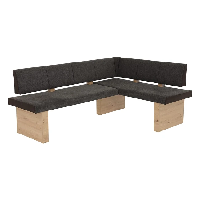 Apollo Eckbank Sitzbank Linn Webstoff Braun Holzgestell Artisan Eiche 200x140x83cm