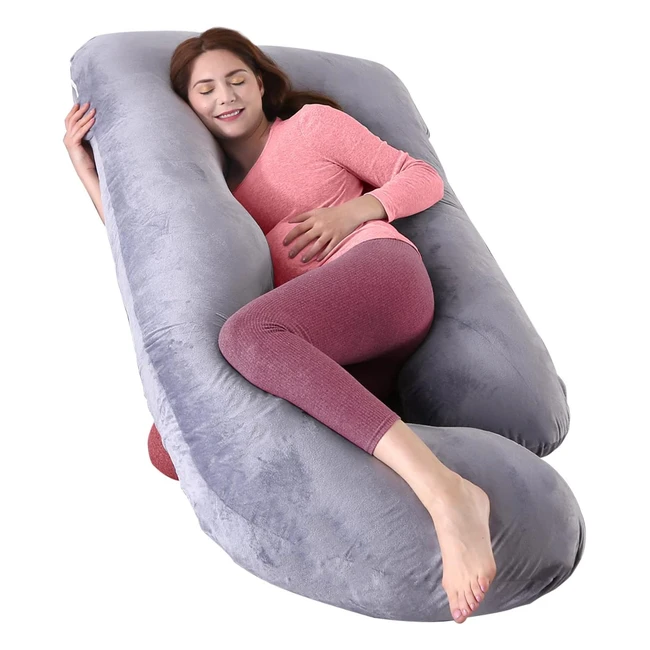 Trongle Pregnancy Pillow 53in U-Shape Maternity Pillow with Velvet Cover - Ergonomic Design