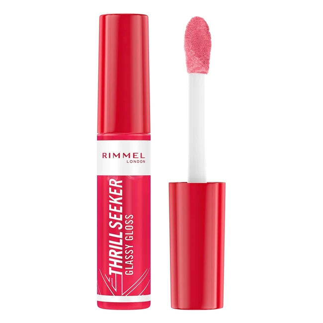 Rimmel London Thrill Seeker Glassy Gloss Lip Gloss 600 Berry Glace - Instantly Fuller Lips with Hyaluronic Shine