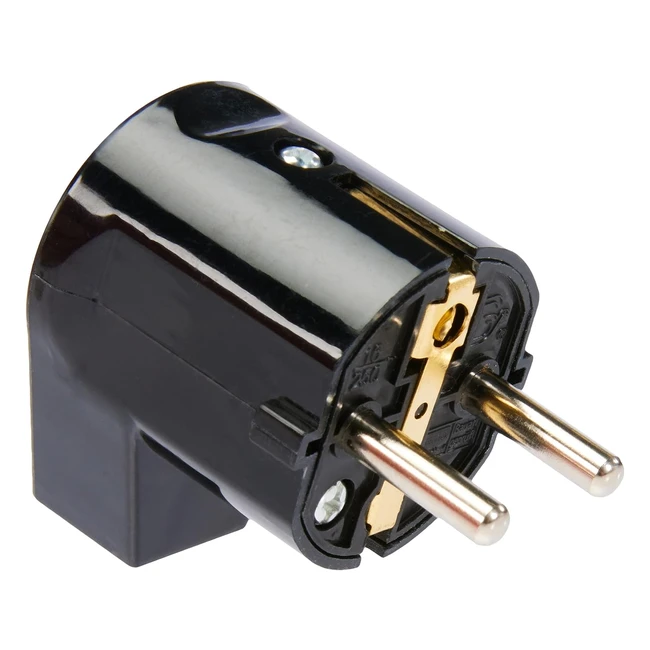 Schutzkontaktwinkelstecker Schwarz 230V - Schwabe 45042 - Doppelte Erdung - IP20