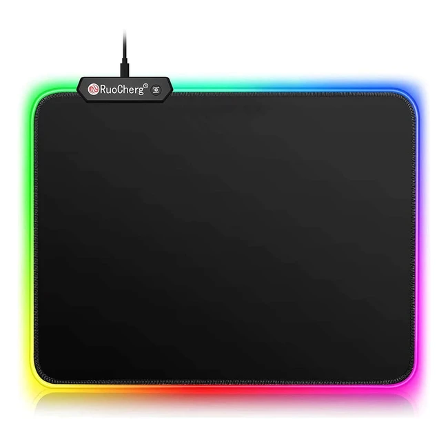 Tapis de souris LED gaming Ruocherg RGB - 9 couleurs 12 modes - Anti-dérapant