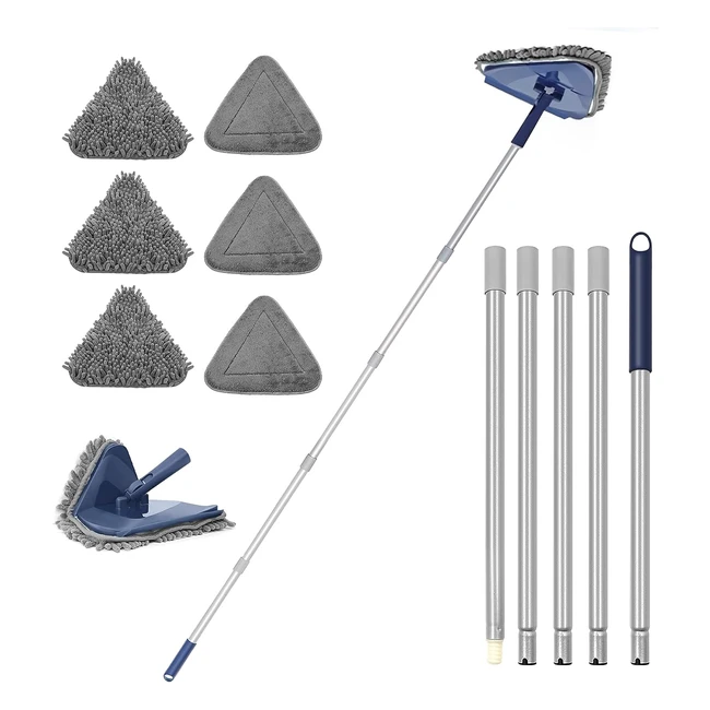 Jehonn 208cm Wall Cleaning Mop - 3in1 Ceiling Cleaner Tool with 6 Replacement Pa