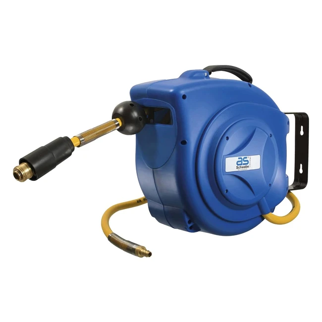 Schwabe 12612 Automatischer Luftdruckschlauchroller mit 10 m gewebtem PVC-Schlauch 10 x 16 IP20 internes Blau