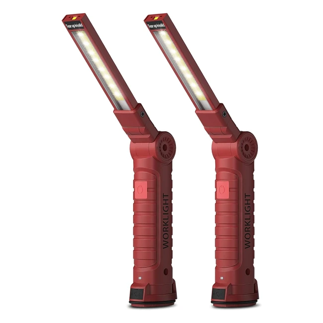 Coquimbo LED Torch Rechargeable Work Light Inspection Lamp 360 Rotate Camping Grill Lights 2 Pack