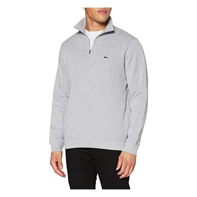 Felpa Lacoste SH1927 Uomo Grigio/Argento/Nero XXL - Collo Alto, Zip