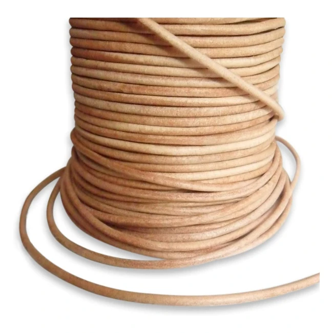 Cuerda de Cuero Redondeada Auroris - 10m - Dimetro 3mm - Color Natural