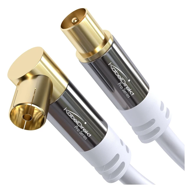 4k Aerial Cable White TV Cable 90 Angled/Straight Connector 2m | Breakproof Metal Plugs