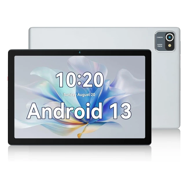 Hotlight Tablet 10 Zoll Android 13 Tablet mit 6GB RAM 64GB ROM 128GB SD-Erweiterung Quad-Core-Prozessor 5000mAh 1280 x 800 IPS HD Tablet PC mit Dual-Kamera Silber