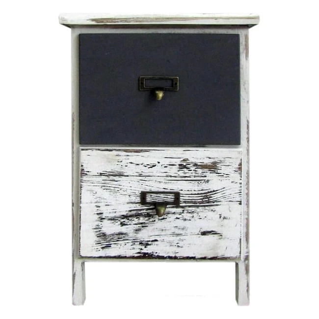 Rebecca Mobili RE6497 Nachttisch Schubladenkommode Platzsparend Weiß Grau Paulownia Holz 42x28x28