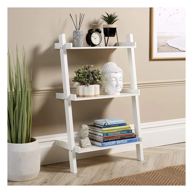 Home Source 3 Tier Ladder Shelf Unit White - Stylish Display with Fashionable Design