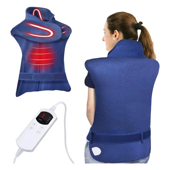 Manta eléctrica espalda y cuello 90x60cm, almohadilla térmica con 6 niveles de temperatura, apagado automático, calentamiento rápido, franela, oficina y hogar, lavable a máquina